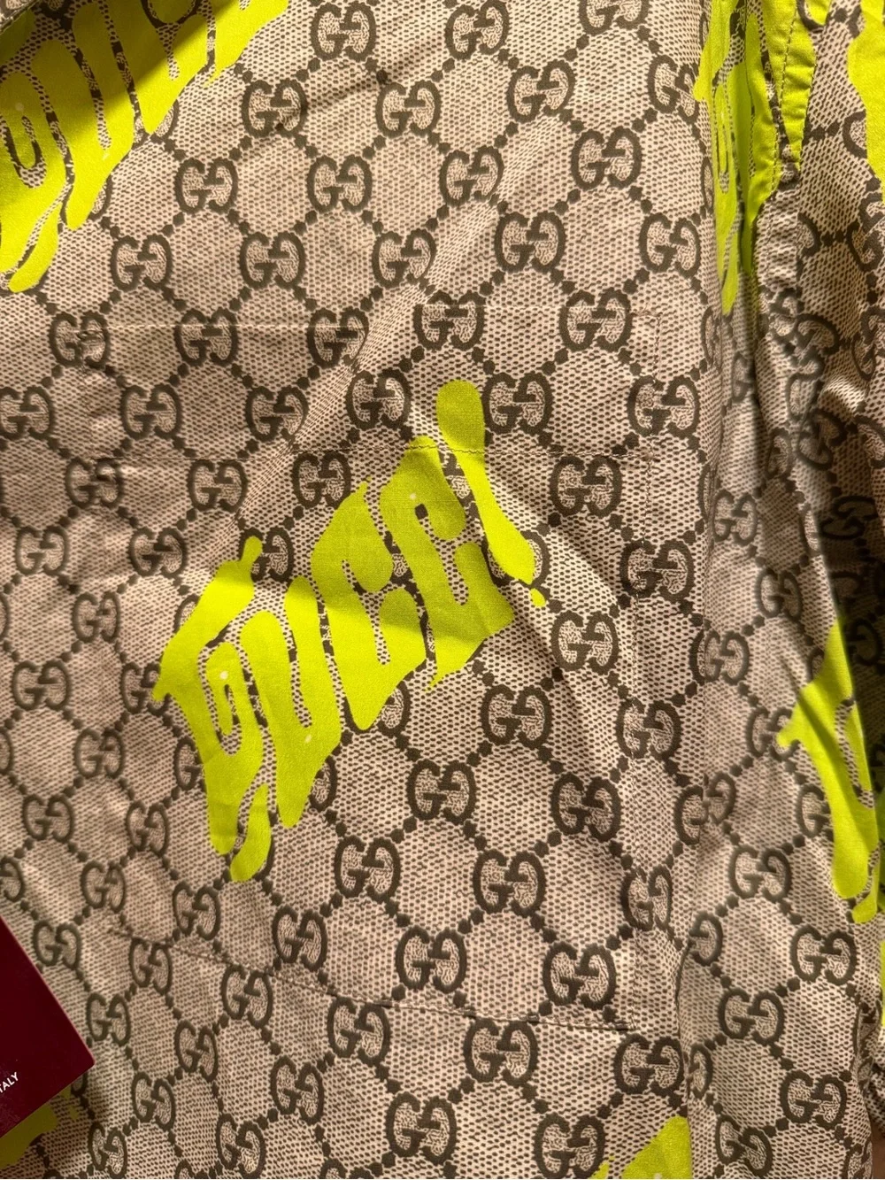 New Authentic Gucci GG Logo Button Up Shirt Brown Size IT 54 / US L
